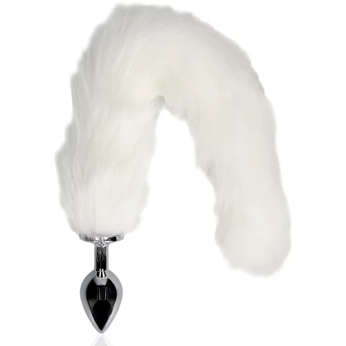 Ouch Fox Tail with Metal Butt Plug White