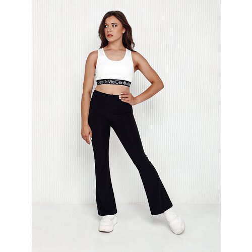 DStreet Legginsy damskie z szeroką nogawką SLIMLINE czarne Slike