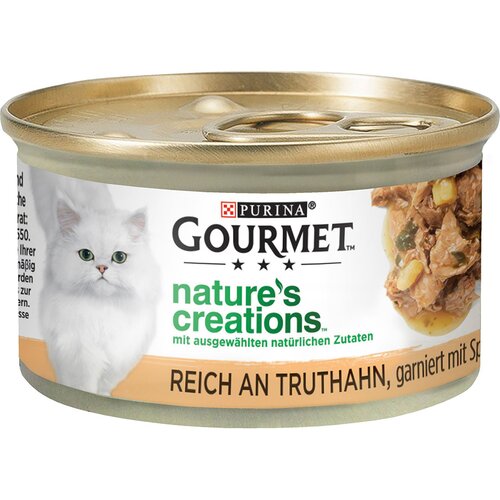 Gourmet 20 % popust na Gourmet Nature&amp;#039;s Creations mokro mačjo hrano 36 x 85 g - Puran s &amp;scaron;pinačo &amp;amp; pastinakom Slike
