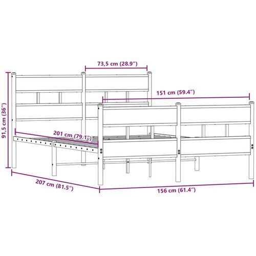  okvir kreveta bez madraca boja hrasta sonome 150x200 cm Slike