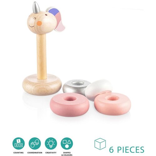 Zopa drveni prsteni za slaganje Unicorn pink Slike