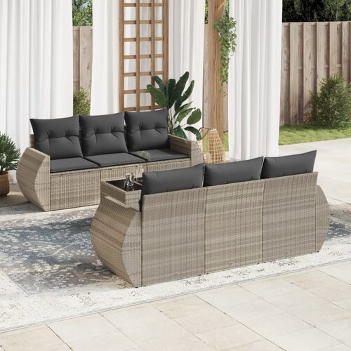 VidaXL 7-dijelni set vrtnih sofa svjetlosivi od poliratana Slike