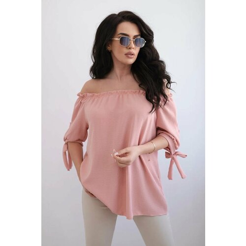 Kesi Spanish blouse with a tie on the sleeve powder pink Slike