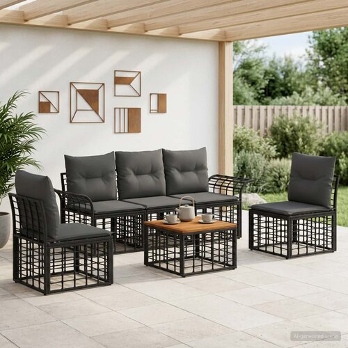  Set vanjskih sofa 6 kom. Crna i tamno siva Poliester Cijene
