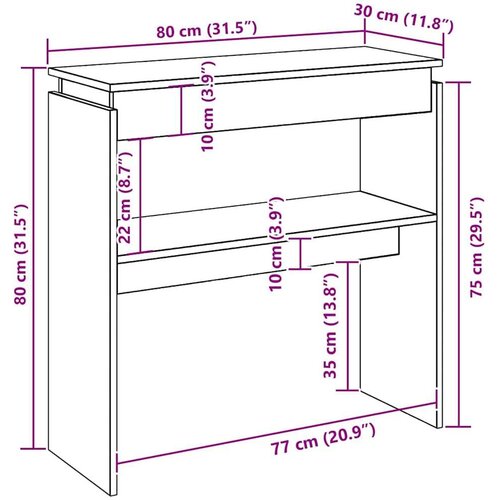  Konzolni stol boja hrasta 80 x 30 x 80 cm od konstruiranog drva Slike