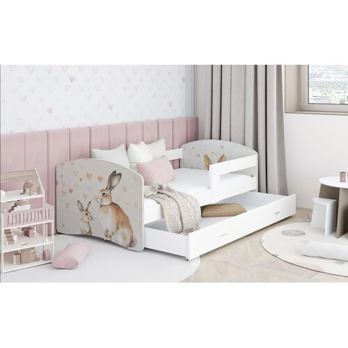  Dječji krevet LUKI DESIGN Zeko s ladicom 180x80 cm, bijeli, s madracem od PE pjene 8 cm Slike