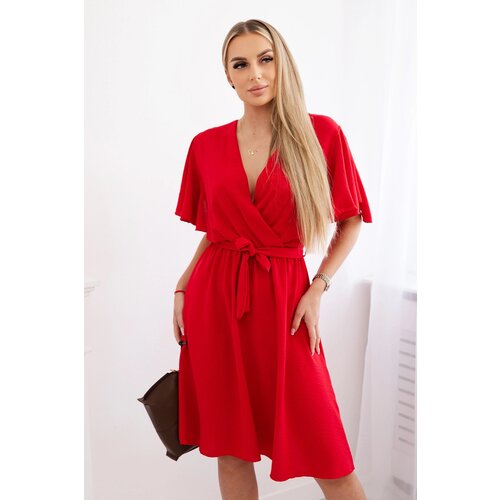 Kesi Włoski Dress with a plunging neckline red Cene