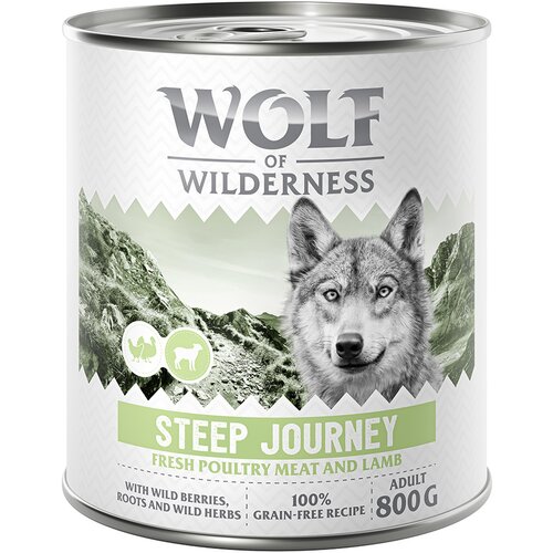 Wolf of Wilderness Adult “Expedition” 6 x 800 g - Steep Journey - perutnina z jagnjetino Cene
