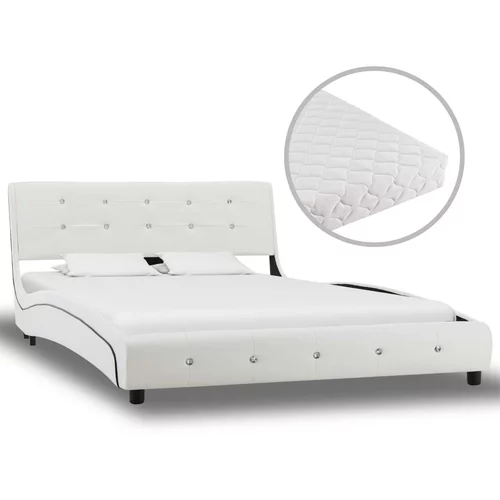 vidaXL krevet od umjetne kože s madracem bijeli 120 x 200 cm