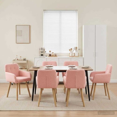 Trpezarijske stolice 6 pcs Boucl&eacute; Ružičasta 59 x 57 x 85 cm Cijene