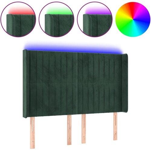 Maison Chic LED posteljno vzglavje - Vzglavna omarica temno zeleno 147x16x118/128 cm žamet, (22077511) Slike