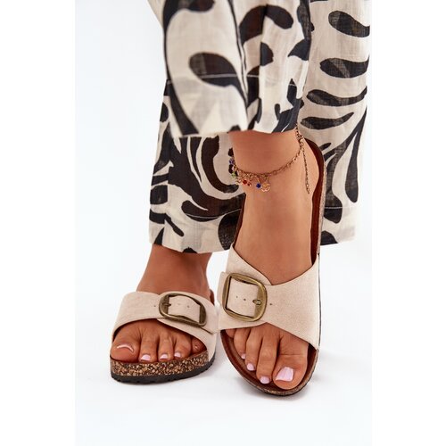 Boto Women&amp;#039;s sandals with buckle on cork platform beige Zavira Slike
