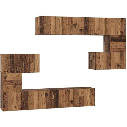  Set TV komoda Ostalo s pohranom 8 pcs Staro drvo 80 x 30 x 30 cm Slike