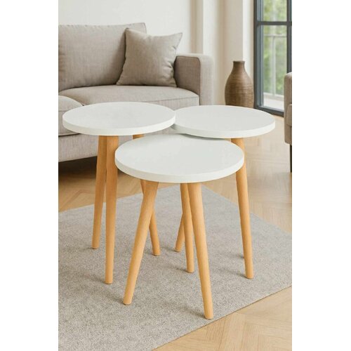 Hanah home Set uklopivih stočića, 3 komada, Beli Cene
