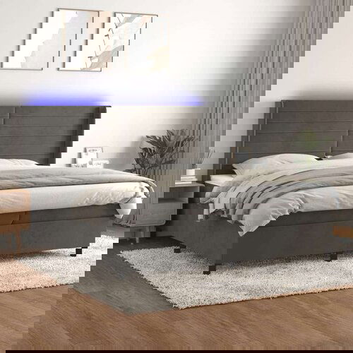 Krevet box spring s madracem LED tamnosivi 200x200 cm bar&amp;scaron;un Slike