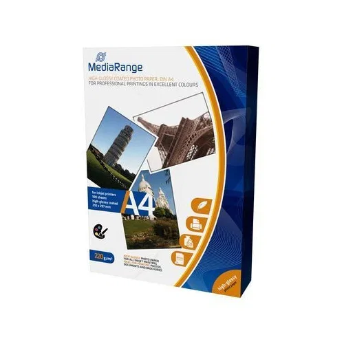 Mediarange Papir foto glossy ink jet a4 220g 1/100 mrink103, (21289658)