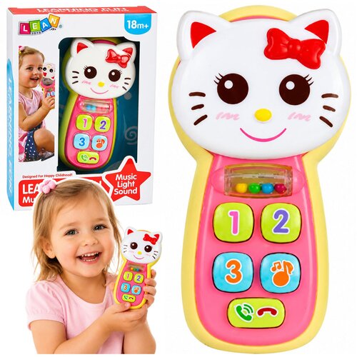  Interactive Baby Phone Kitten Mirror Rattle Lights Sound Slike