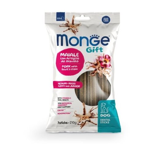 Monge poslastica za štence srednjih i velikih rasa gift, svinjetina sa đavoljom kandžom, 210gr Slike
