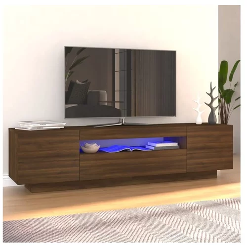 TV omarica z LED lučkami rjavi hrast 160x35x40 cm
