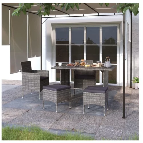 vidaXL Vrtni stoli in stolčki 4-delni komplet poli ratan siv