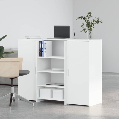  Recepcijski stol bijeli 135x50x103,5 cm izrađeno drvo Slike