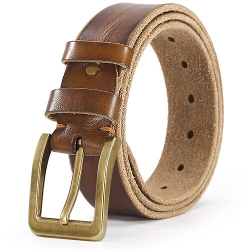INF Moški pas iz pravega usnja, 120 cm, prostočasen ali eleganten Camel, (21686033) Cene