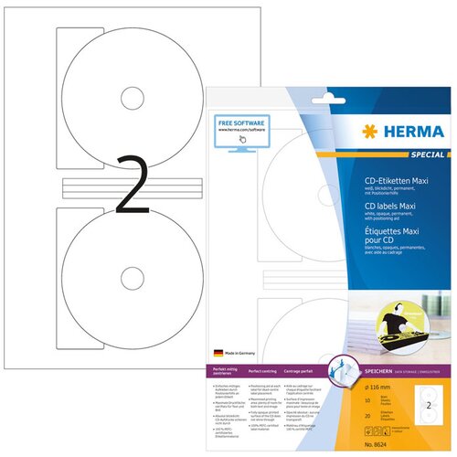 Herma Samolepilne etikete za CD Superprint 8624, (&amp;Oslash; 116 mm), 10/1 Slike
