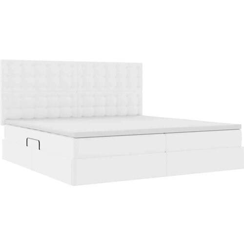  Krevet S LED lampica s uzglavljem Čista bijela 200 x 200 cm PVC Slike
