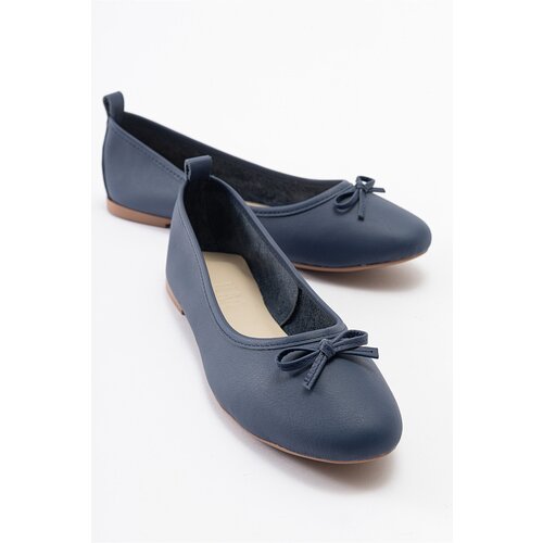 LuviShoes 01 Navy Blue Skin Women's Ballet Flats Cene
