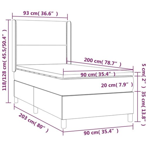 vidaXL Box spring postelja z vzmetnico LED kapučino 90x200 cm, (20892576) Cene