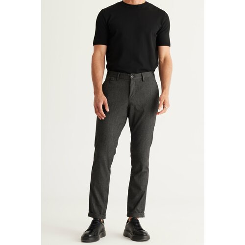 ALTINYILDIZ CLASSICS Men's Black Slim Fit Slim Fit Side Pocket Tweet Pattern Elastic Waist Classic Fabric Trousers Slike