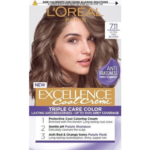 L´Oréal Paris excellence Cool Creme trajna boja za kosu s hladnim tonovima 48 ml nijansa 7,11 Ultra Ash Blond Cijene