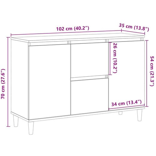 VidaXL Komoda boja starog drva 102x35x70 cm od konstruiranog drva Slike