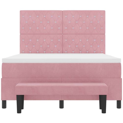 Box Spring Krevet s Madracem i Klupom Ružičasti 160x200 cm Bar&amp;scaron;un Slike