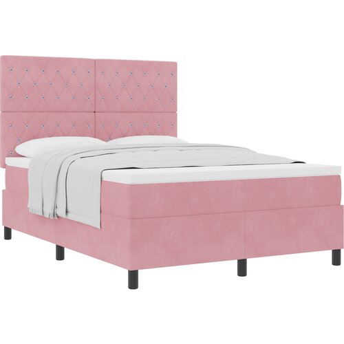 vidaXL Box Spring postelja z vzmetnico Roza 140x200 cm Žamet, (22051747) Cene