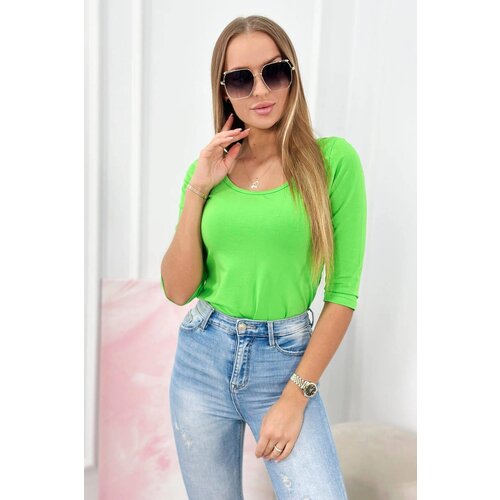 Kesi Blouse with a round neckline light green Cene
