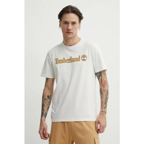 Timberland Bombažna kratka majica moška, bež barva, TB0A5UPQCM91
