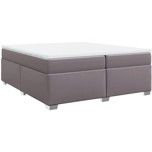  Krevet s oprugama i madracem sivi 200x200 cm od umjetne kože Slike