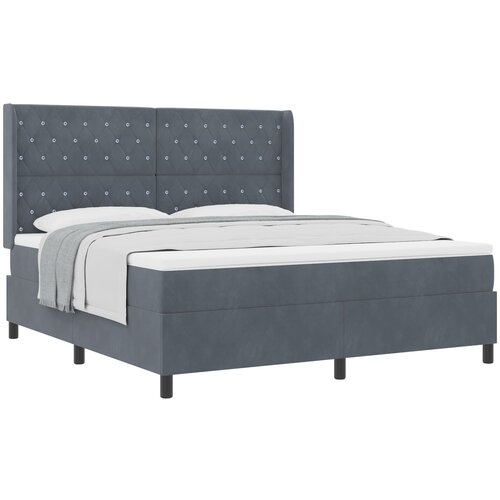 vidaXL Box Spring Krevet s Madracem Tamno Siva 180x200 cm Baršun Cijene