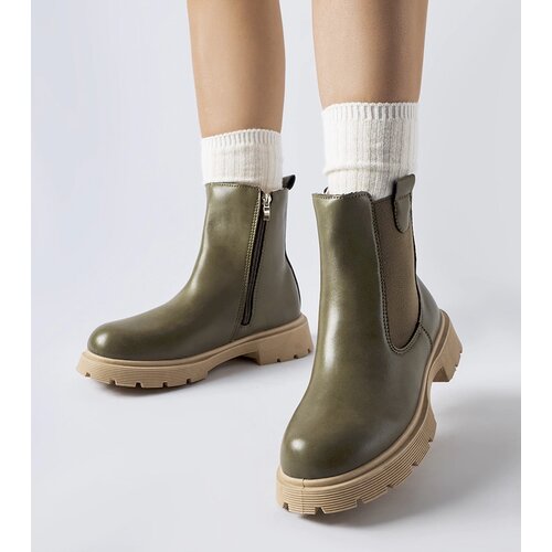 Gemre Green ankle boots on beige sole Giacinta Cene