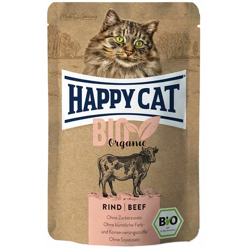 Happy Cat Varčno pakiranje Bio Pouch 24 × 85 g - Bio-govedina