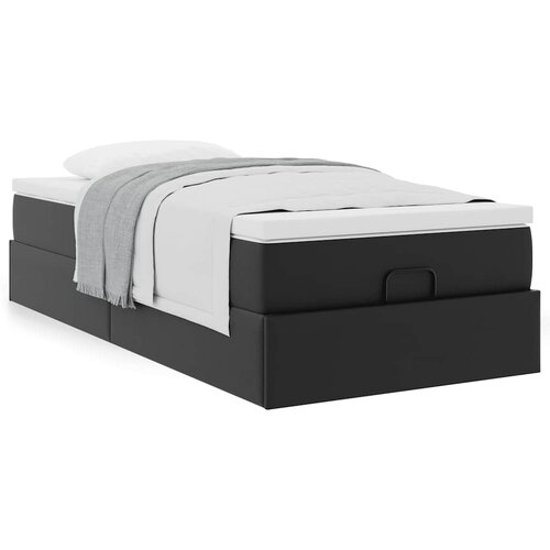 VidaXL Otomanski okvir kreveta s madracem crni 90x190 cm umjetna koža Slike
