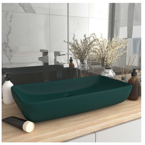  Razko&amp;scaron;en umivalnik pravokoten mat temno zelen 71x38 cm keramika Slike