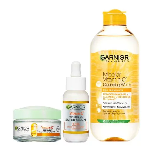 Garnier Skin Naturals Vitamin C Glow Jelly Daily Moisturizing Care Set gel za lice 50 ml + serum za lice 30 ml + micelarna voda 400 ml za ženske