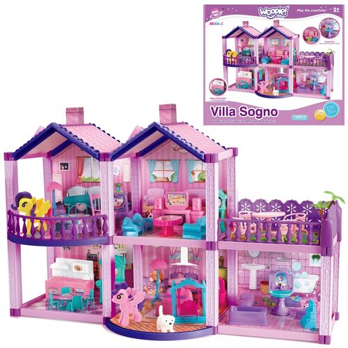 Woopie Pony Fantasy Villa kućica za lutke s ponijima i namje&amp;scaron;tajem, 120 elemenata Slike