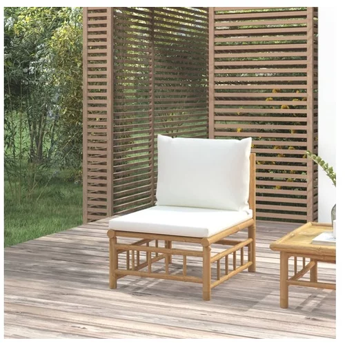  Vrtni sredinski kavč s kremno belimi blazinami bambus