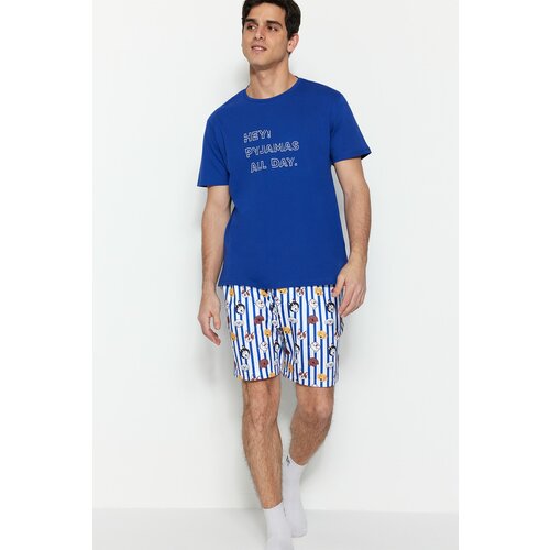 Trendyol Pajama Set - Blue - With Slogan Slike