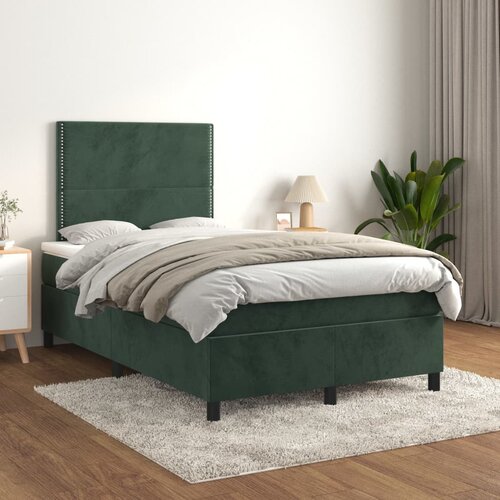 The Living Store Box spring postelja z vzmetnico temno zelena 120x200 cm žamet - Box Spring Postelja, (21488579) Slike