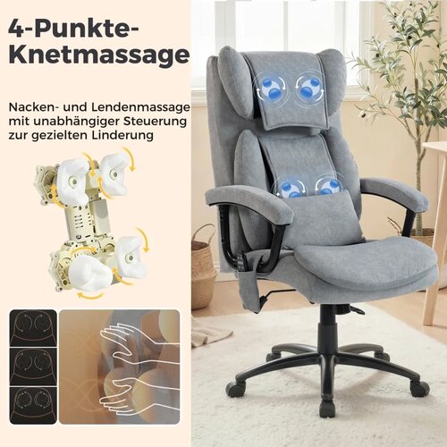  Ergonomska uredska stolica za masažu visoki naslon siva Slike