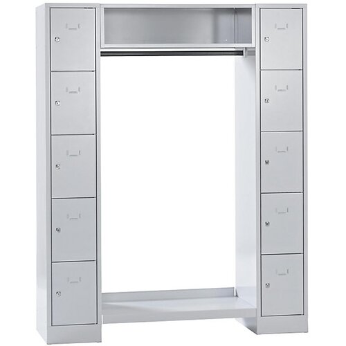 Wolf Garderobni sistem s predelki za zaklepanje, 10 predelkov ob straneh, 10 obešalnikov za obleke, skupna širina 1470 mm, širina predelka 298 mm, sve Cene